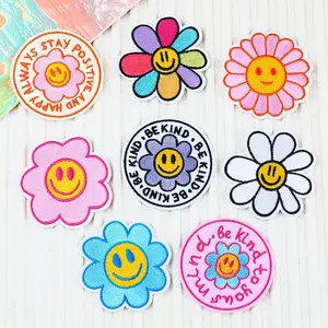 8-Piece Sunflower & Face DIY Embroidery Patches Stickers, Floral Embroidery Design, Floral Embroidery Appliques, Perfect for Jackets Jeans Shirts Truck Driver Hats, Handmade Craft Decorations