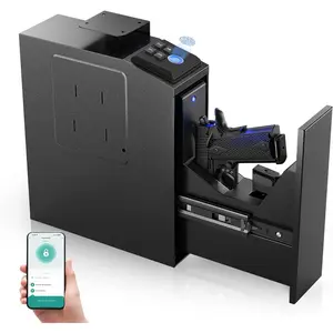 Biometric  safe, 4 Ways Unlock with Fingerprint, Key Access, PIN Code, Mounted Nightstand  Safe and  Lock Box for , , Desk, Bedside, Wall,Valentines Day Gifts for Him