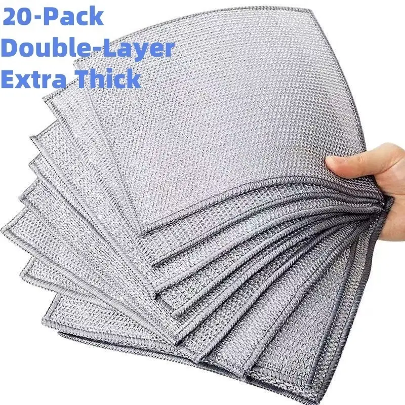 Dishwashing Cloth (20pcs), Multipurpose Wire Dishwashing Rags, Kitchen Gadgets Premium Scrubbing Wire Cleaning Cloths, Cleaning Supplies, Non-scratch
