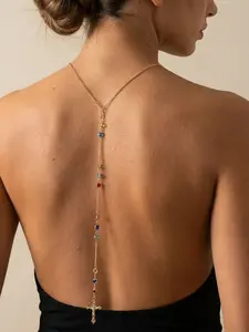 New Beach Fashion Bikini Back Chain, Cross Pendant Y-Shape Chain, Open Back Party Vacation Accessory