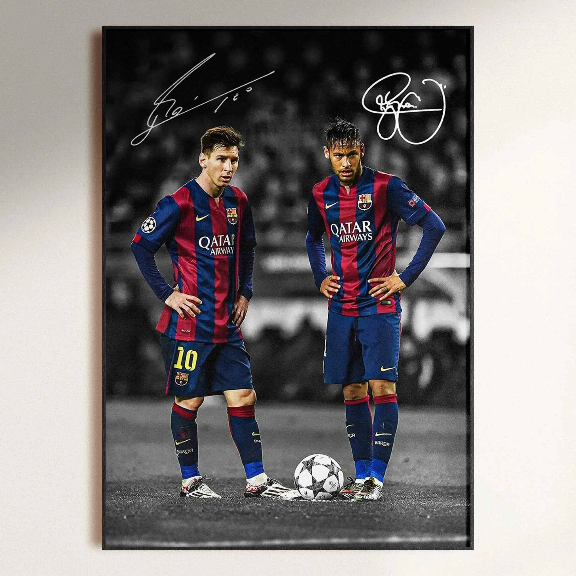 Lionel Messi & Neymar Jr Poster, Football Legends Poster, Signed Football Poster Download( Unframed - Print Only )