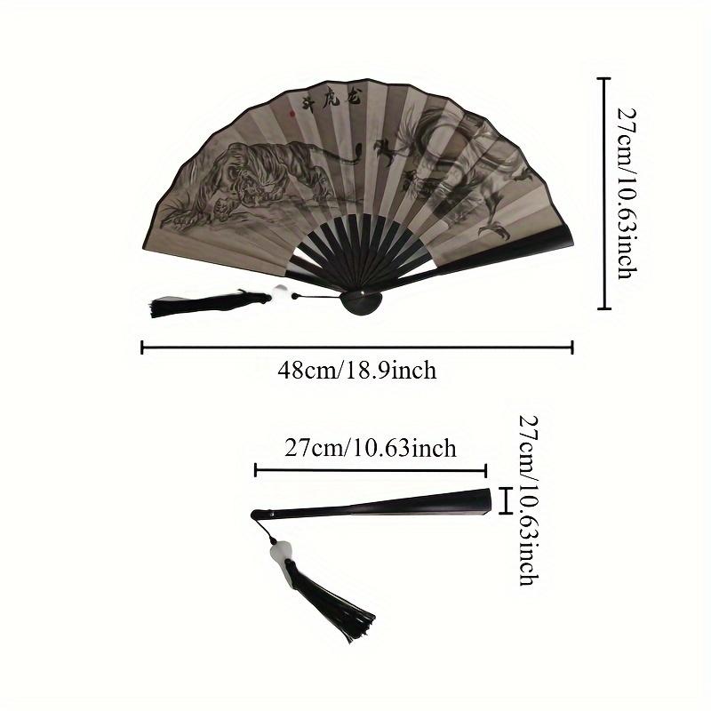 10.63inch Vintage Style PS Fan with Dragon and Tiger Design, Practical Home Decor, Artistic Wall Hanging, Retro Craft Fan for Kitchen and Living Room