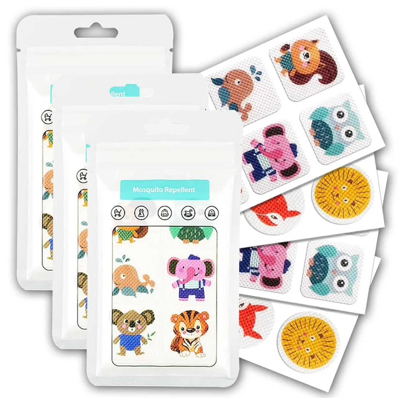 Mosquito Repellent Patches Cute Animal Shapes DEET-Free for Kids & Adults