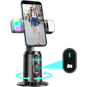 Auto   Tripod 360? Rotating Auto  Phone Stand, No App Required,Phone Camera Stand with Remote,Rechargeable   Stand for Live Video Recording  - Black