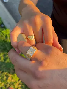 Matching Gold Nugget Couple Rings - His & Hers Set