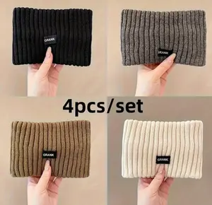 GRANK Women's 4pcs Soft Stretchy Headbands Winter Ear Warmers Comfort Fit Solid Color Hair Accessories for Everyday Formal Wear Cold Weather Stylish Cozy Hairbands
