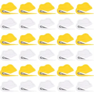 Runser 30 Pack Letter Openers Envelope Slitter, Mail Openers | hidden steel blade, safe cut mails, grip & hang hole, bulk 15 Yellow +15 White for home office