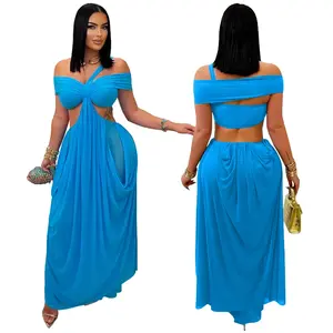 Autumn and winter clothing 2025 new Sexy Fashionable Women's Dress Strapless Slim Fit Mesh Gown Sleeveless Ankle Length Gown