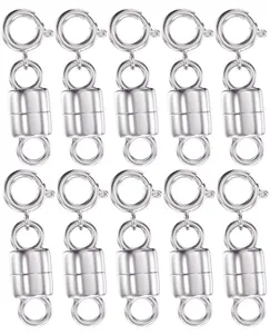 10 Pack Magnetic Necklace Clasp Set,Silver Beads Chain Extender Safety Buckle for Necklaces Bracelet,Safety Locking Jewelry Clasp Converter,Christmas Party Gifts,Hand Tools Kits