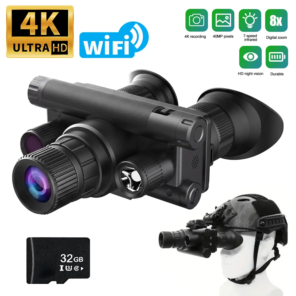 VASTFIRE 4K Night Vision Monocular for Adults - Night Vision Telescopes, 40MP Infrared Goggles, 5X Optical-8X Digital Zoom, IP65 Waterproof for Hunting Exploration