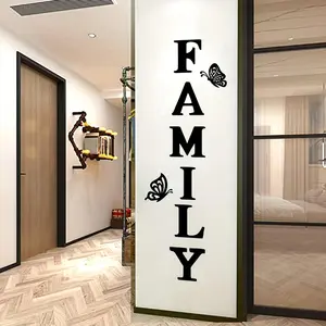 Family Letter & Butterfly Pattern Wall Sticker, Self-Adhesive Removable Wall Decal, Decorative Art Stickers for Home Living Room Bedroom