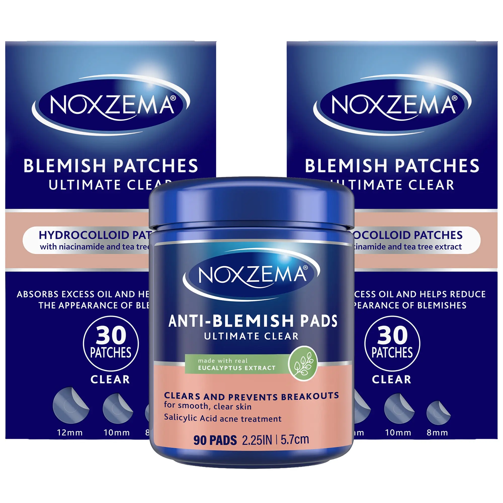 Noxzema Ultimate Clear Anti-Blemish Pads (90) + Blemish Patches 2-Pack (60)
