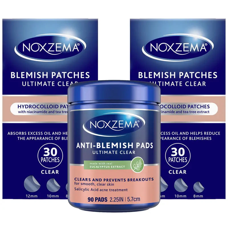 Noxzema Ultimate Clear Anti-Blemish Pads (90) + Blemish Patches 2-Pack (60)