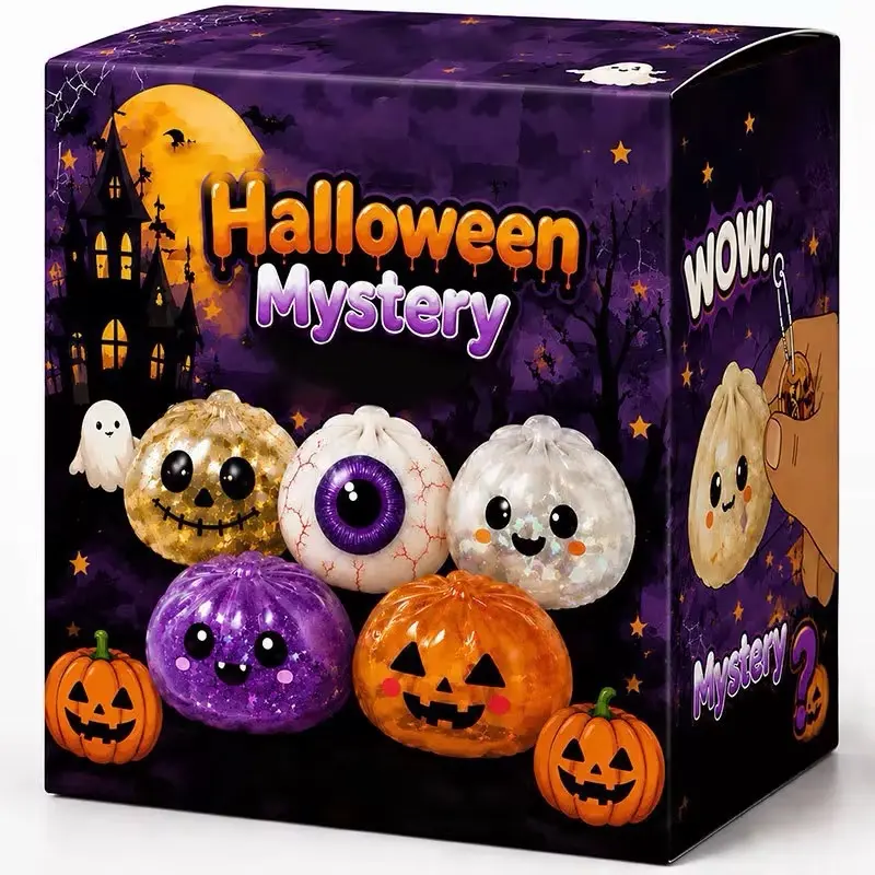 Halloween Glitter Sugar Squishy Dumplings, 5-Piece Complete Set, 5.5 cm Size