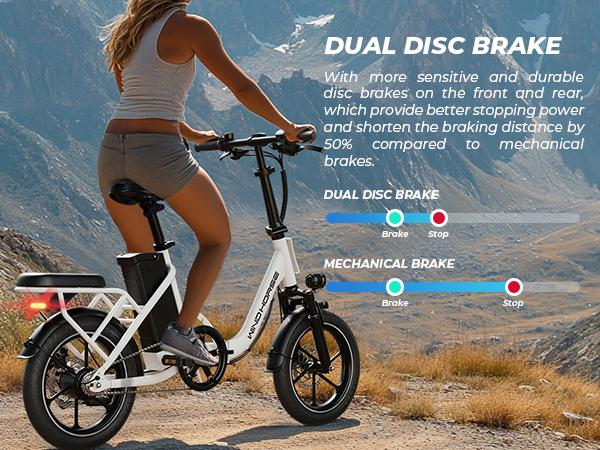 Windhorse W2B Lightweight Foldable Electric City Commuter Bike – 16" Suspension Ebike with Rear Seat, 20 MPH Top Speed, 35 Miles Range