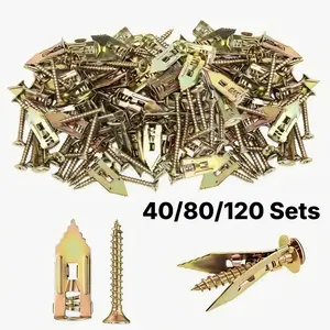 40/80/120 Sets Self-Drilling Drywall Anchors with Screws, Heavy-Duty Wall Anchor Kit, No Drill Required, for Home & Office Use
