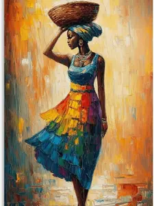 African Woman Basket Print Black Art African American Wall Decor Art Posters for Room Aesthetic And Wall Art Picture Living Room Decor
