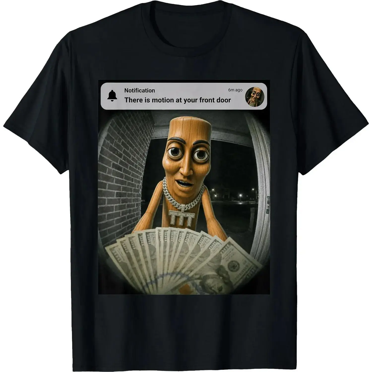 Tung Tung Tung Sahur Triple T Motion at Your Front Door Brainrot Meme T-Shirt Funny Graphic Tee