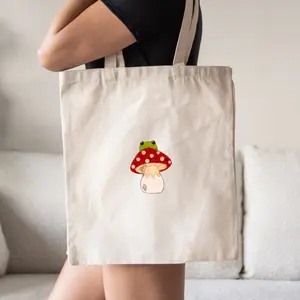 Frog Bag, Tote Bag Frog, Cute Tote Bag, Mushroom Tote Bag, Frog Lover Gift, Frog And Toad Tote, Animals Tote Bag, Shoulder Bag, Frog Canvas