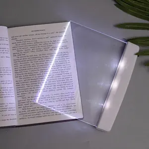 Flat Book Light without Battery, 1 Count Eye Care Reading Lamp, Portable Bookmark Light, Clear LED Book Full Page Light Illuminator for Reading