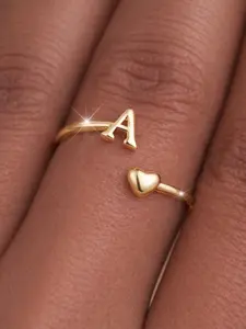 Fashion Initials Personalized Alphabet Ring 26 Letters Gloss Heart Design Heart Shaped Ring Stackable Plain Rings for Women & Girls Delicate Jewelry Perfect for Engagement Weddings, Daily Wear Anniversary Gift