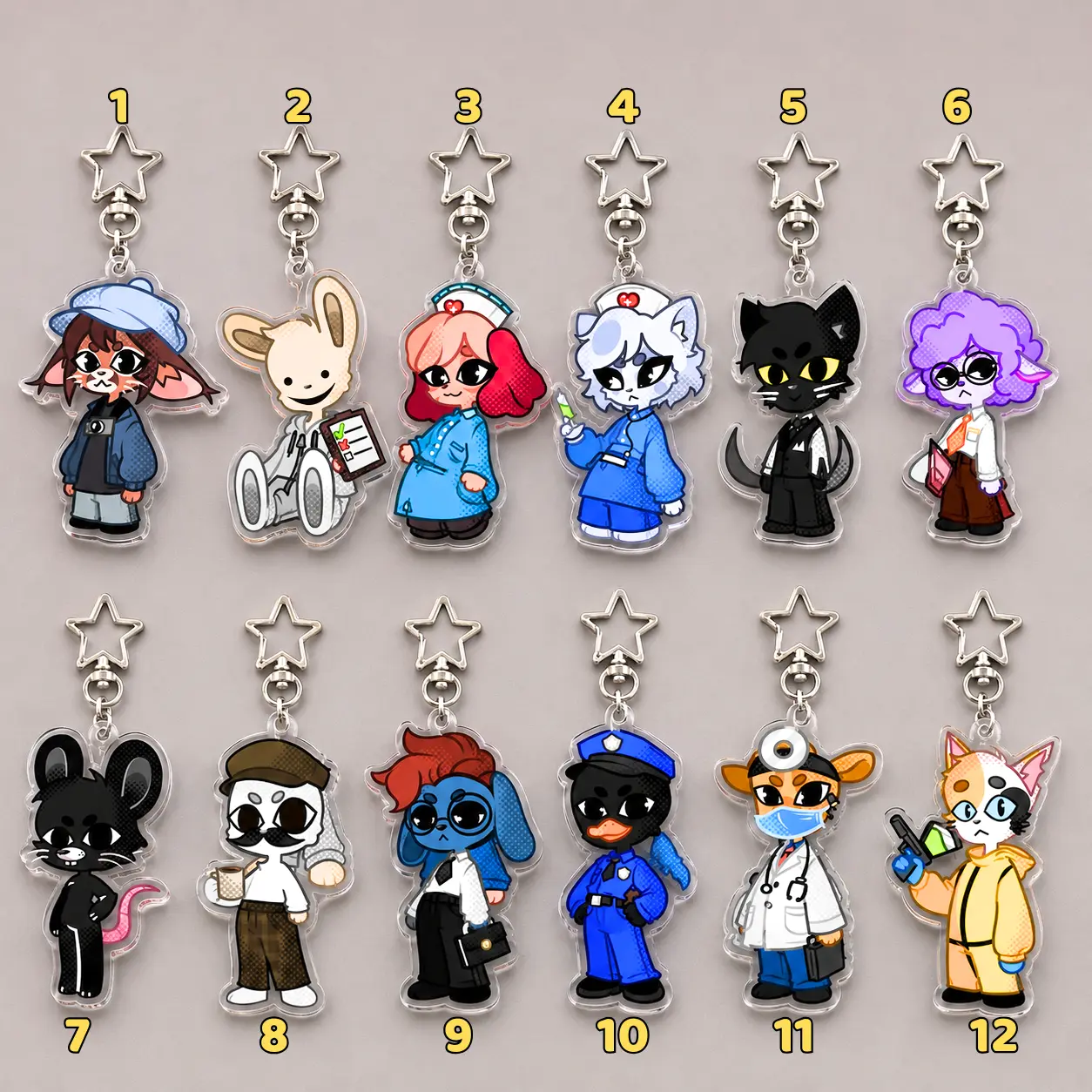 Animal Hospital Roblox Colored Edge Acrylic Keychains Bags Accessories Birthday Gifts for fans
