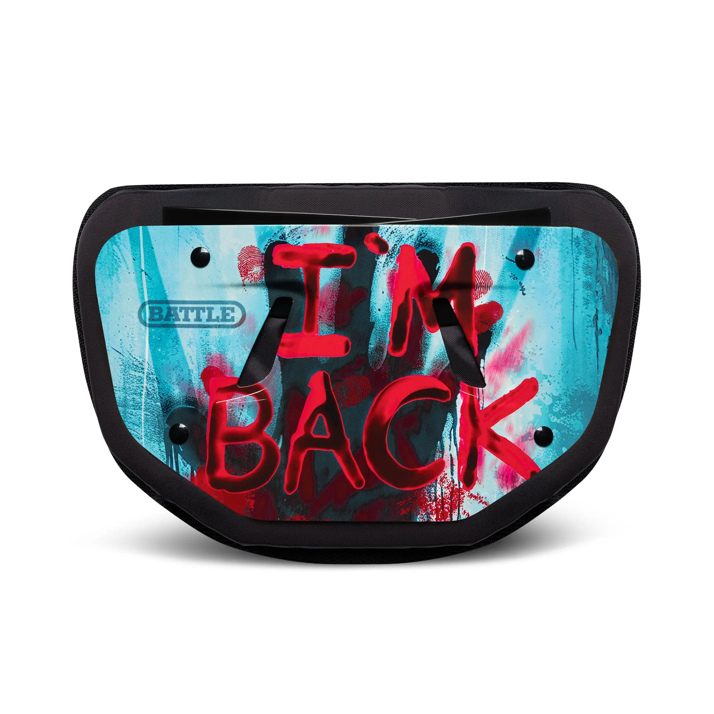 Battle "I'm Back" Football Back Plate for Adults High-Impact Foam Curved Design Universal Fit with Strong Straps and Hardware Included