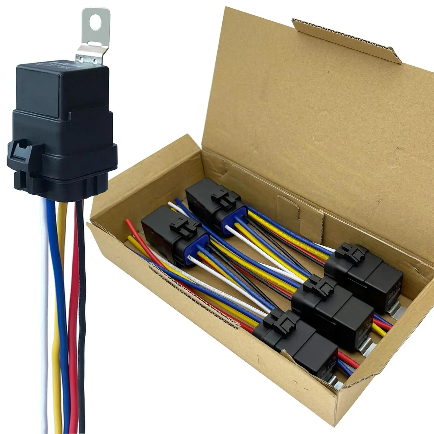 40/30AMP 12VDC Waterproof Relays with Built-in Diode, 5-pin Automotive Relay Kit, Pack of 5