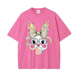 Unisex Retro Happy Easter Bunny Comfort Colors Vintage Washed Short Sleeve T-Shirt