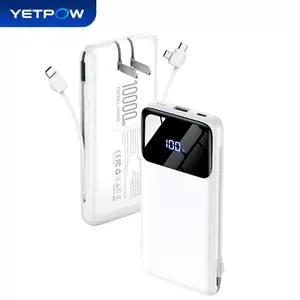 YETPOW Portable Charger Power Bank, 10000mAh Slim USB-C Battery Pack with Built-in Cables and Foldable Wall Plug, 15W Fast Charging Portable Phone Charger for iPhone and Samsung, Travel Essentials, K11 summerwins
