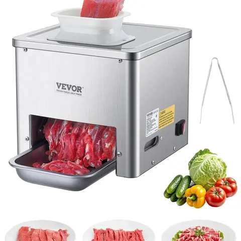 【Fallpicks】VEVOR 550W Electric Meat Cutter Machine, 350 lb/h Commercial Chopping Machine, Stainless Steel Kitchen Appliances, 3.5mm Thickness, 80mm Wide Feed Port, Cuts Veggies Too for Home Kitchen, Restaurant