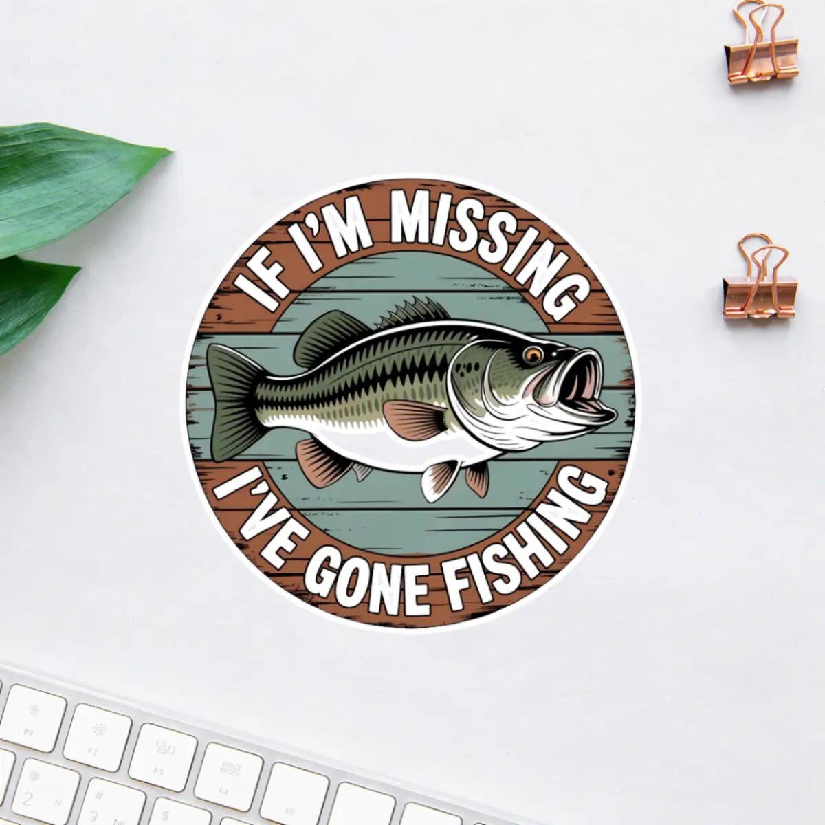 If I'm Missing I've Gone Fishing Sticker, Funny Bass Fishing Vinyl Decal, Fisherman Waterproof Sticker, Tackle Box Boat Cooler Laptop Car Decor