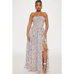 Sophia Chiffon Maxi Dress - Blue/combo R