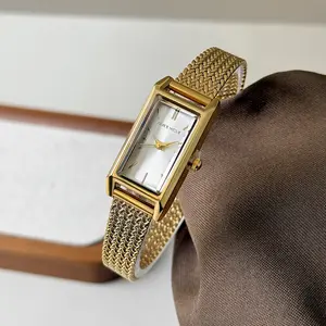 Women's Slim Rectangle Watch with Wheat Straps, Stylish High-Quality Gift for Fashion Lovers, Elegant Accessory【7778】