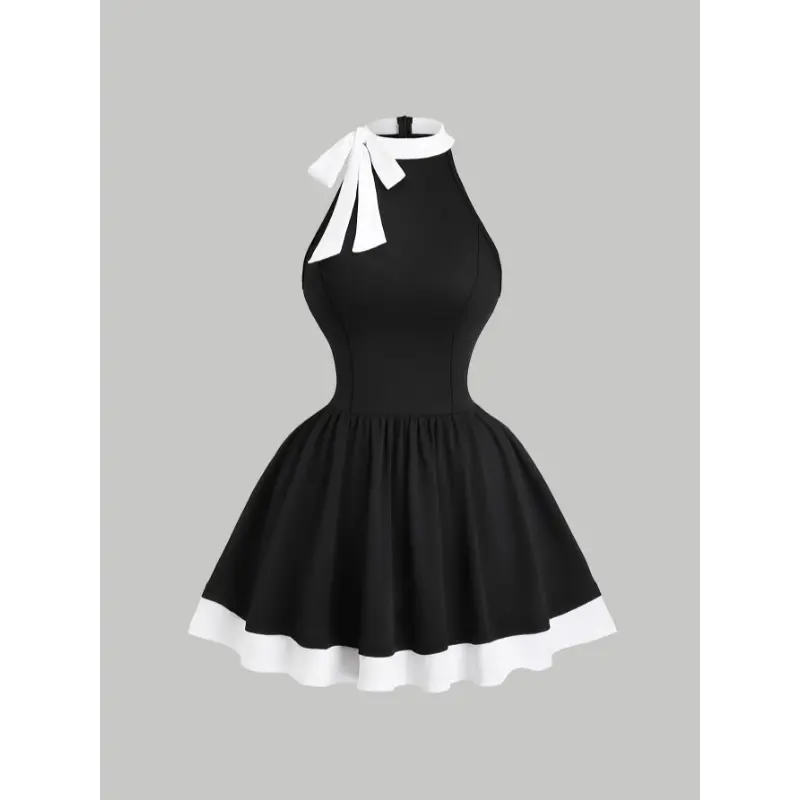 summer new style dress unique curvy women Elegant Loose Black & White Two- Tone Sleeveless Dress summer new style dress unique curvy women Elegant Loose Black & White Two- Tone Sleeveless Dress