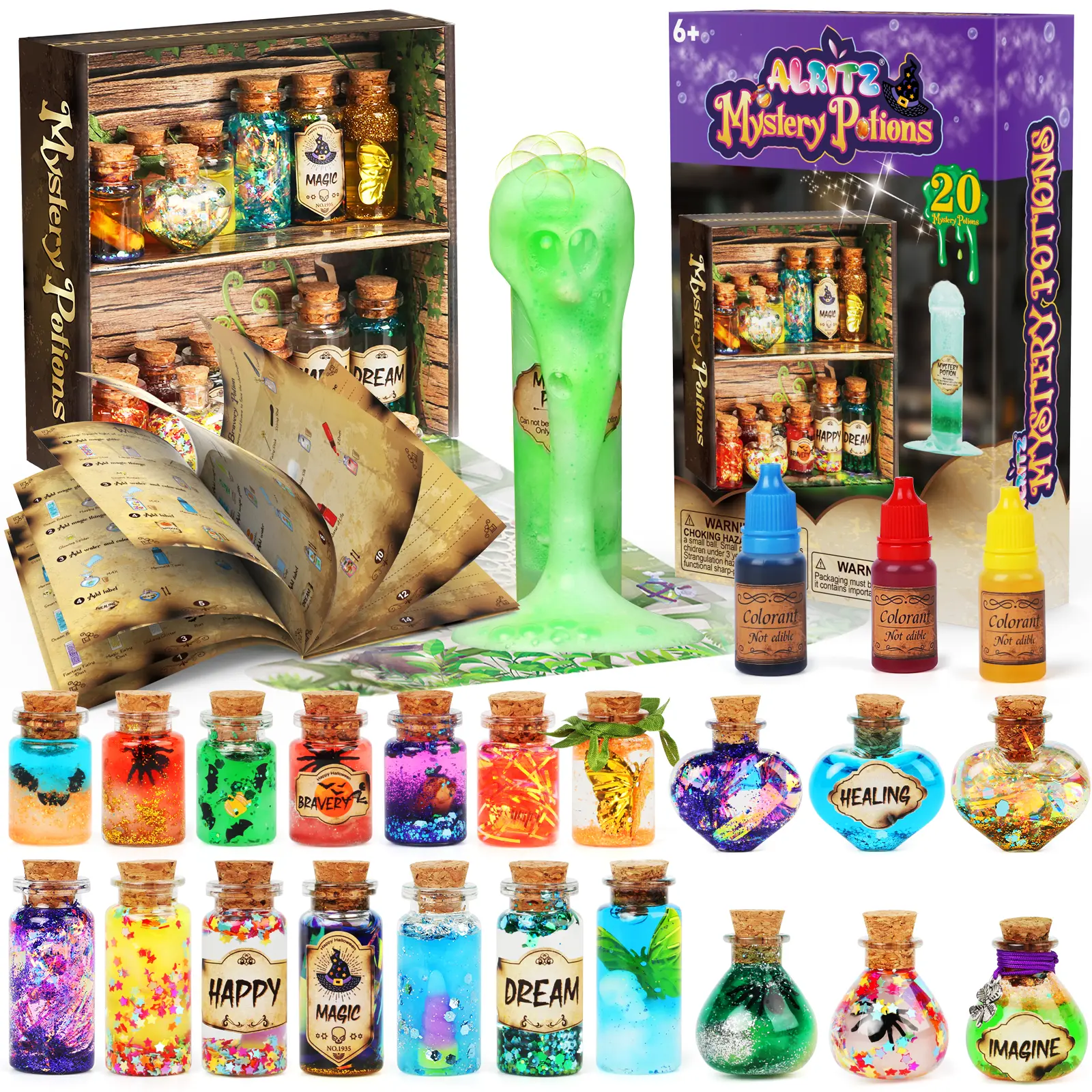 Easter gift Alritz Mystery Potions Kit for Kids, 20 Magic Mix Witch Potion Bottles,Creativity Art Craft Toy Pumpkin Table Craft Toys Gift for Boys Girls Age 6 7 8 9 10 11+ Indoor Outdoor Christmas Party Decor