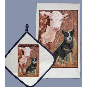 Pipsqueak Productions  Dish Towel and Pot Holder Set - Australian Cattle Dog