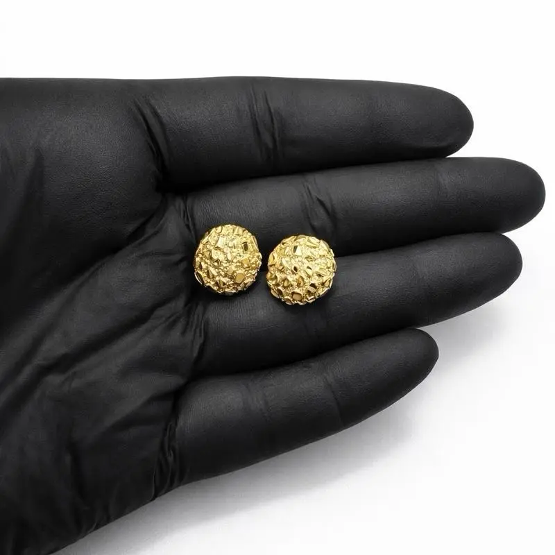 925 Silver Gold Plated Nugget Earrings