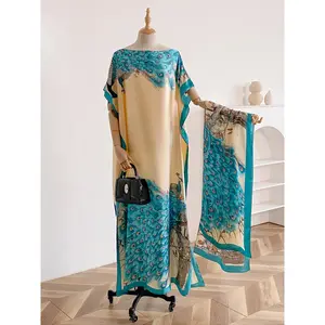 Women's Soft Kimono & Scarf Set, Elegant Long Kaftan Beach Cover Up, Casual Trendy Outerwear, Versatile All-season Fashion, Ideal for Beach, Vacation & Daily Wear