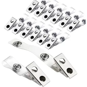30Pcs Metal Badge Clips with Clear PVC Straps Premium Double Hole ID Card & Name Tag Holders Durable Eco-Friendly Easy to Use for Office & Hospital Workers