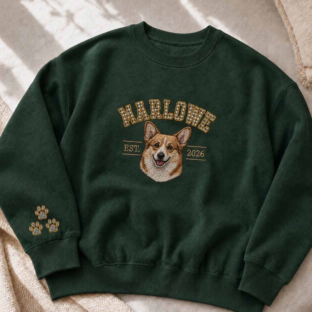 Personalized Pet Memorial Sweatshirt Custom Embroidered Dog Portrait