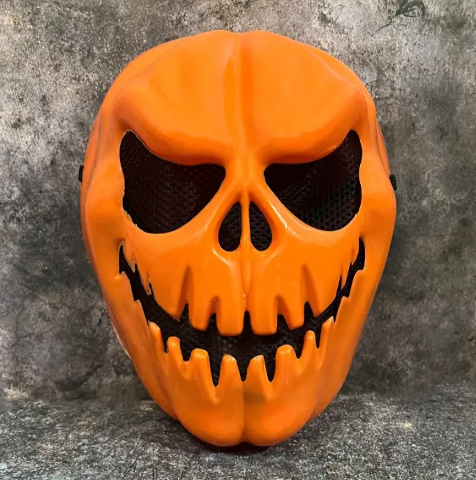 Halloween Plastic Full-Face Mask - Pumpkin, Skull, Ghost Face Designs, Scary Prank Toy for Fashion & Clothes Accessories