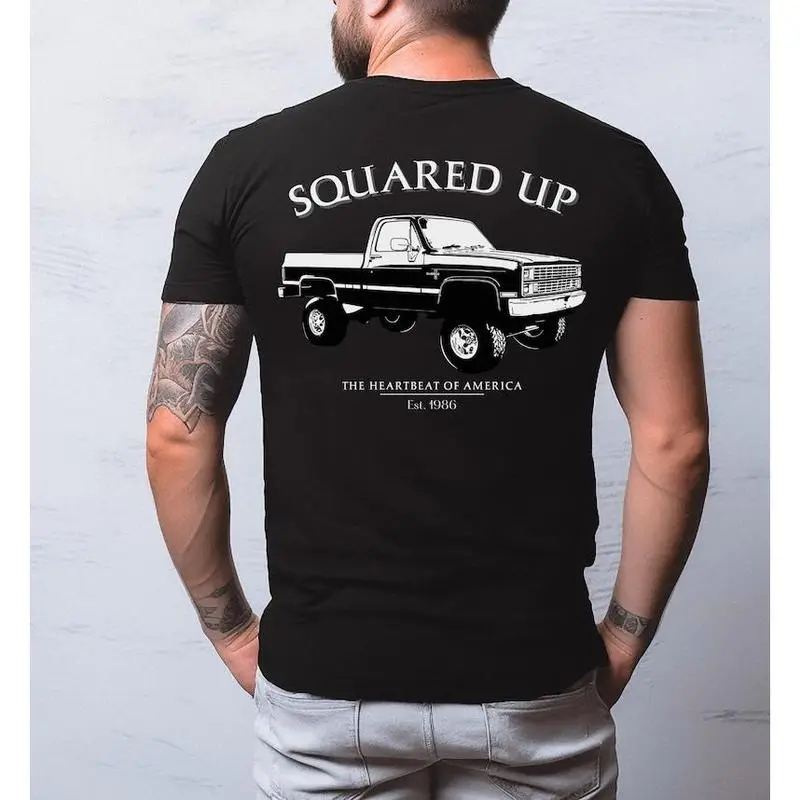 Vintage Vibe 2 Sides Squared Up 1986 Chevy Silverado Men's Cotton Tee Old School Chevy Tee Gift for Him Truck Shirt Classic Chevy Truck OL00095 Casual