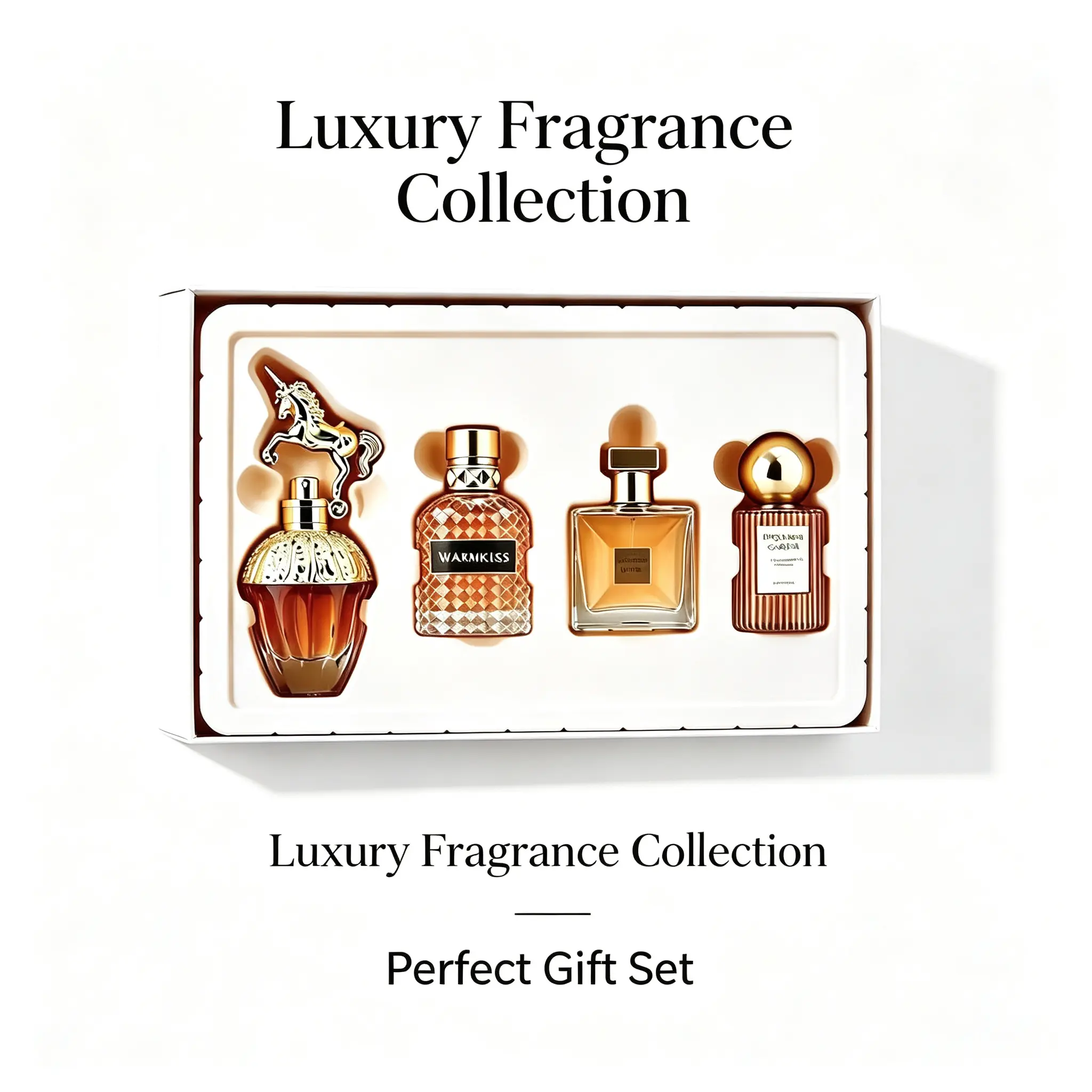 4-in-1 Women's Perfume Set, Unique Unicorn-shaped Glass Bottles, Premium Vintage Gift Box Packaging, Portable Travel Fragrance Kit, Perfect Gift for Ladies for Daily Wear, Parties, Anniversaries and All Occasions