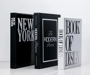 set of 3 Real Decorative Books for Home Decor with blank pages, stylish coffee table books, black and white decor, neutral linen design , fake books, modern designer book set for living room. book stack to elevate empty space in your home. faux books