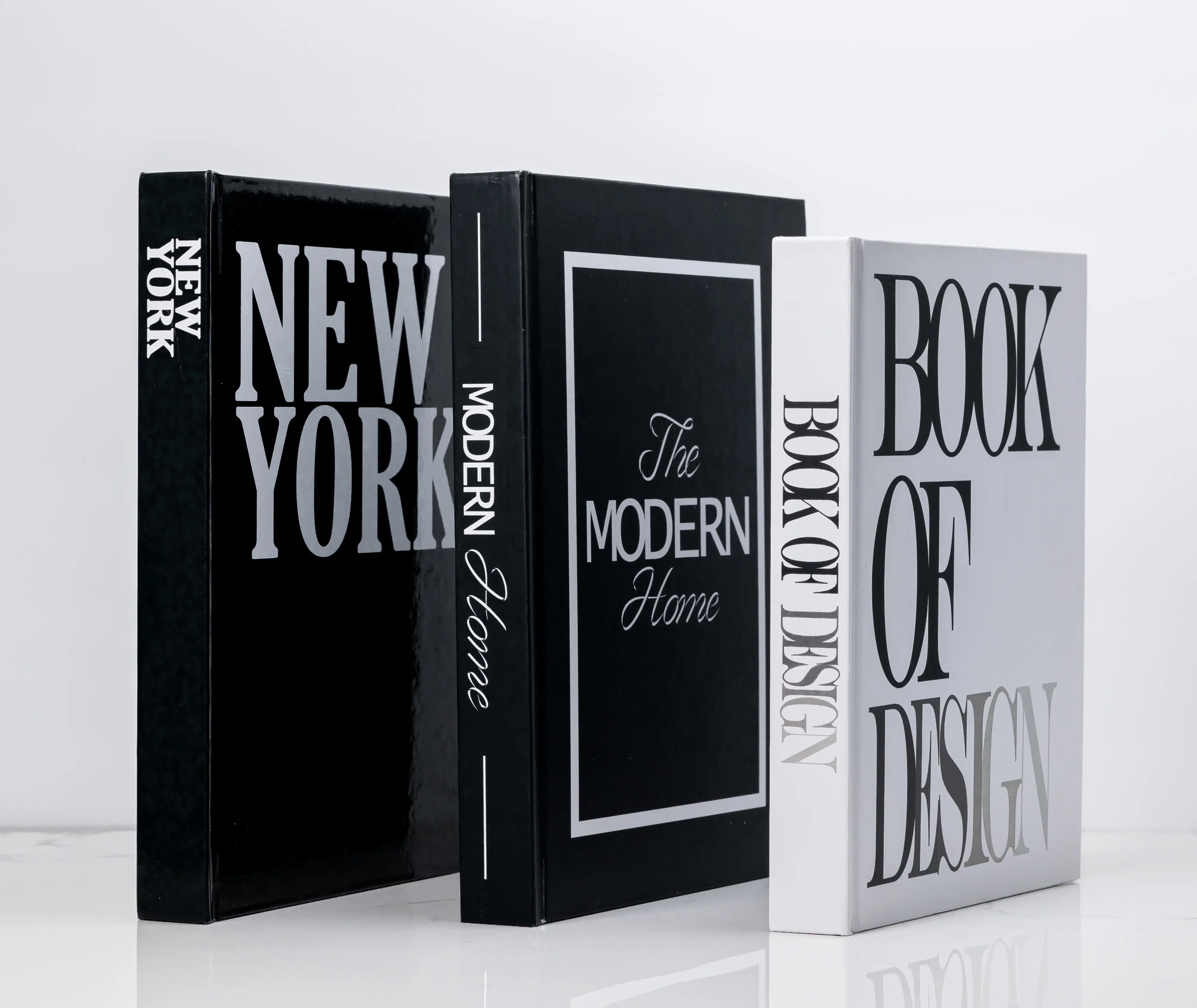 set of 3 Real Decorative Books for Home Decor with blank pages, stylish coffee table books, black and white decor, neutral linen design , fake books, modern designer book set for living room. book stack to elevate empty space in your home. faux books