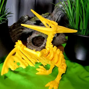 3D Printed Dinosaur Skeleton - Yellow Color, Unique Design, Lightweight and Flexible, Ideal for Collectors and Fans