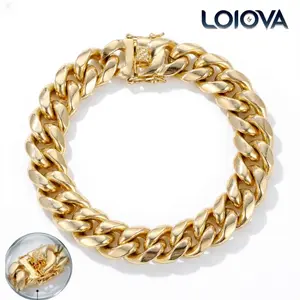 Men's Cuban-Link Bracelet, 316L Stainless Steel, 6-14mm Wide, 7.5-8.5in Long, Hypoallergenic Gold-Plated Miami Chain, Men's Accessories, Valentine's Day Fashion Jewelry