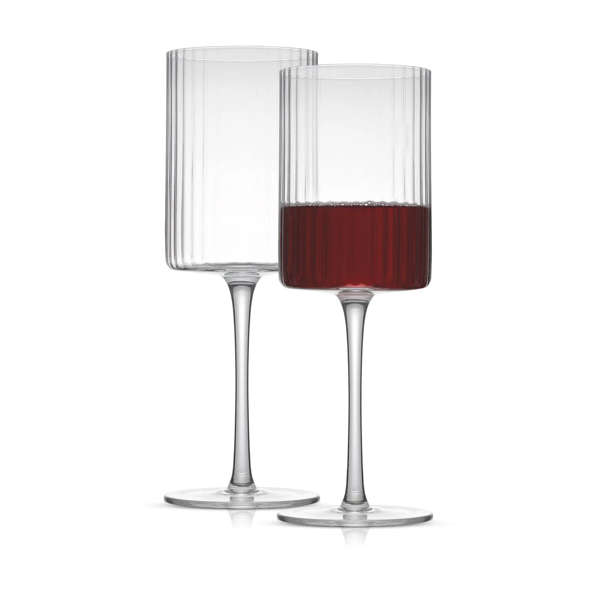 JoyJolt Elle Set of (2) 17.5oz Fluted CylinderRed Wine Glass JoyJolt Elle Set of (2) 17.5oz Fluted CylinderRed Wine Glass