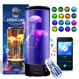Brewish Jellyfish Lamp with 20W Bluetooth Speaker 16 Color Changing Mood Lamp, Aquarium Night Light, Gift for All, Sensory Light for Autistic Children Remote Control